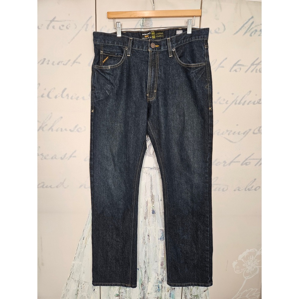 Ariat Rebar M5 Straight Leg Jeans Mens 34x34 Dark Wash Denim Workwear Pants
